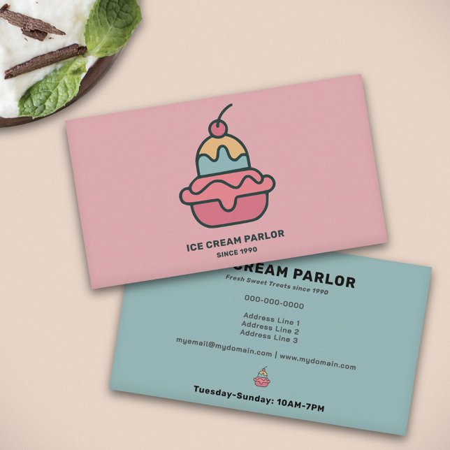 Eiskremsaal Vintag Visitenkarte (Ice Cream Parlor Vintage Business Card)