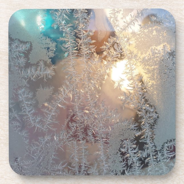 Eiskristall-Fensternaturmuster Getränkeuntersetzer (Vorderseite)