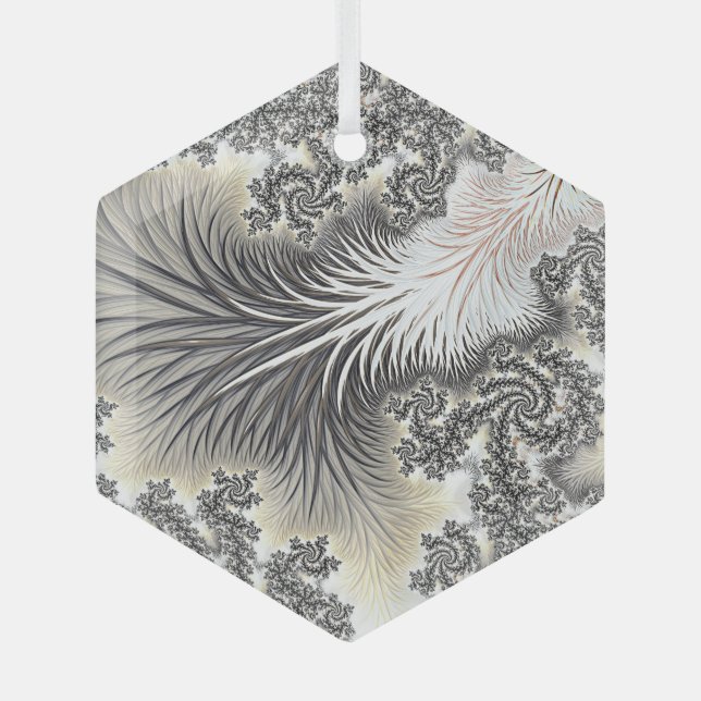 Eiskristalle Frost Look Fraktal Kunstkunst Ornament Aus Glas (Vorderseite)