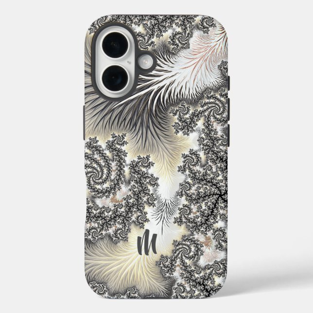 Eiskristalle, gefroren, Monogramm aus Fraktal iPhone 16 Hülle (Rückseite)