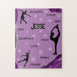Eiskunstlauf-Schneeflocke Lila Marmor Silber Glamo