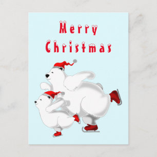 Eislauf-Bären-Weihnachtskarten Postkarte
