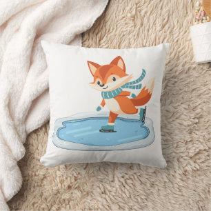 Eislauf-Cartoon-Fuchs Kissen