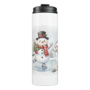 Eislauf-Schneemann Thermosbecher