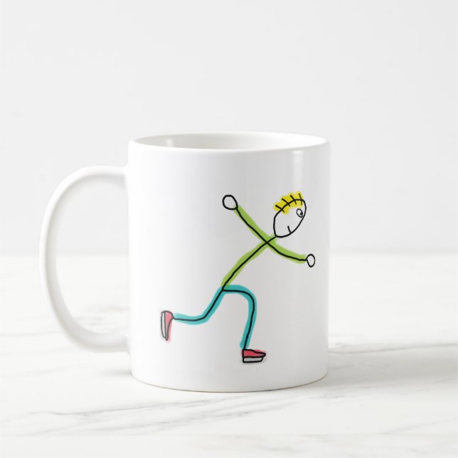 Eislaufender Stickman Kaffeetasse (Links)