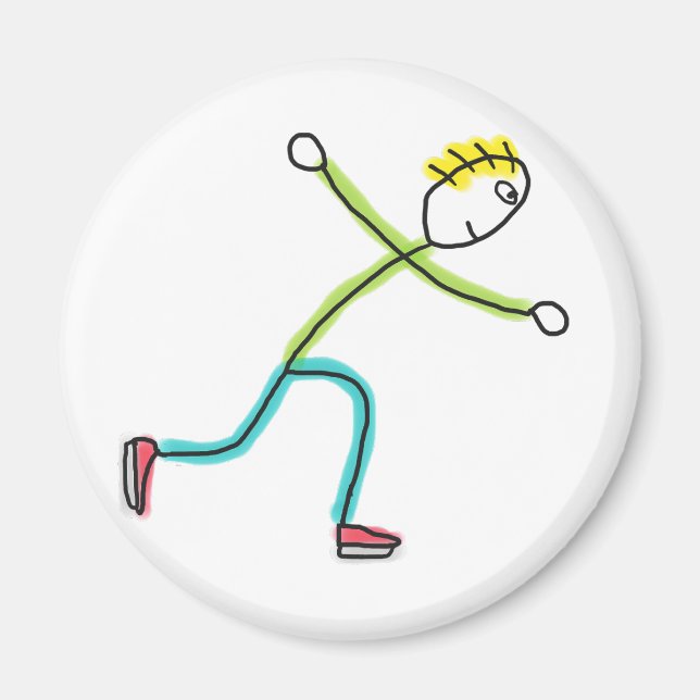 Eislaufender Stickman Magnet (Vorne)