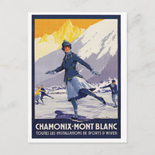 Eislaufendes Mädchen in der Region Chamonix-Mont-B Postkarte