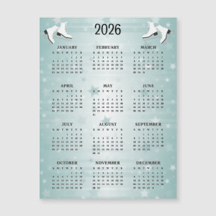 Eislaufschuhe Design 2026 Kalender Magnetkarte