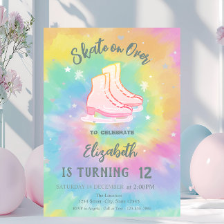 Eislaufschuhe Farbige Tie Dye Geburtstag Einladung
