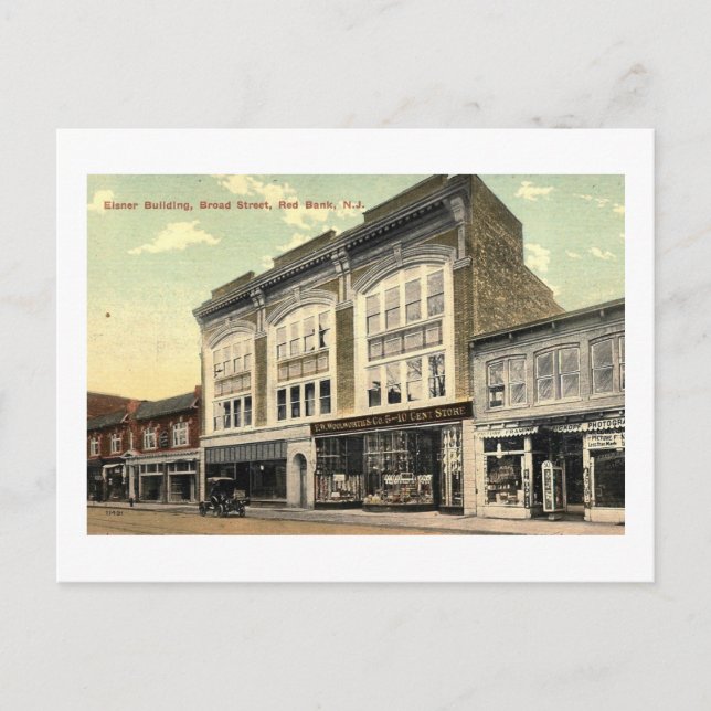 Eisner Gebäude, Red Bank NJ Vintag Postkarte (Vorderseite)