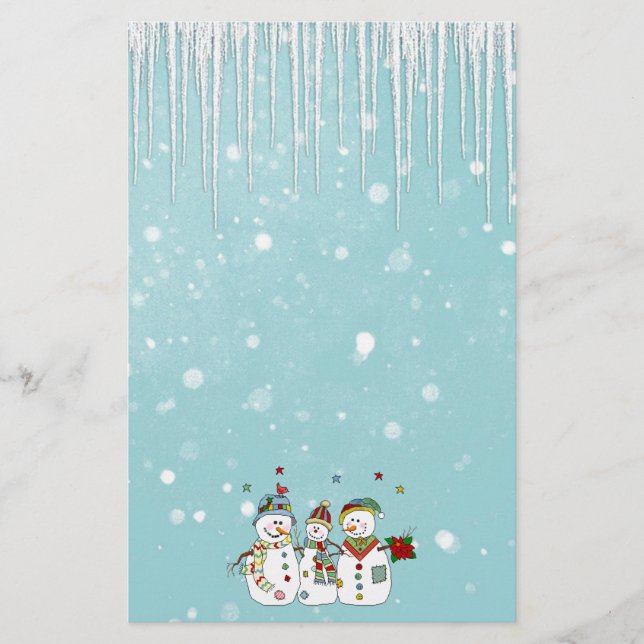 Eisräder und Schneemänner Briefpapier (Vorderseite)