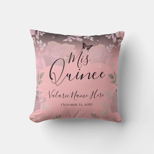 Eisrosa Extravagante Rose Mis Quince Pink Throw Ki Kissen (Vorderseite)