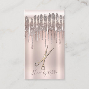 Eisrosa Gold Haarstylist Diamant Glitter Drip Visitenkarte