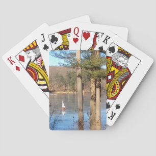Eissegeln auf dem See. — Spielkarten