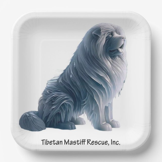 Eissitzende TibetanMastiff Papierplatte 9" q Pappteller (Vorderseite)