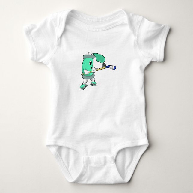 Eisspray bei Eishockey mit Eishockeystick Baby Strampler (Vorderseite)