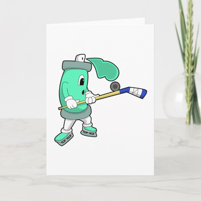 Eisspray bei Eishockey mit Eishockeystick Karte (Vorderseite)