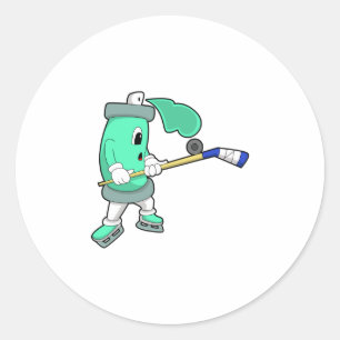 Eisspray bei Eishockey mit Eishockeystick Runder Aufkleber