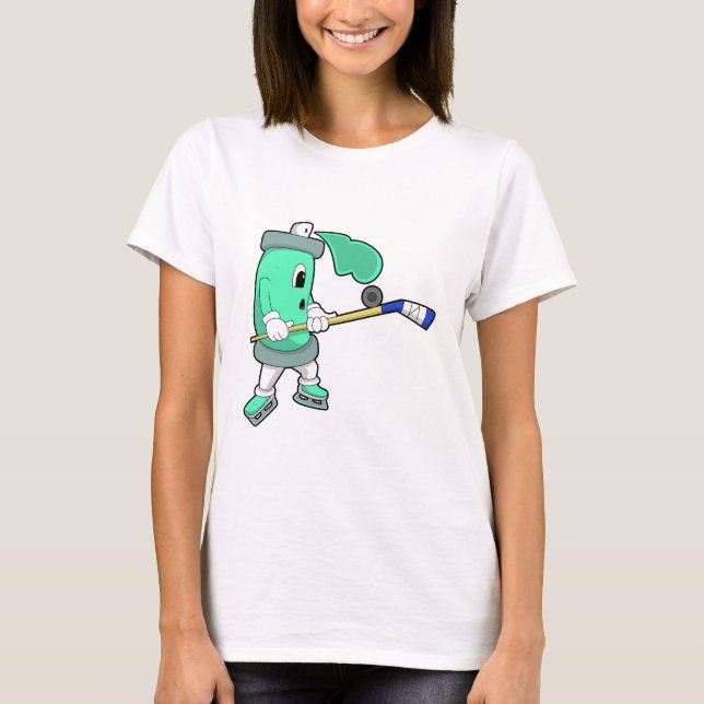 Eisspray bei Eishockey mit Eishockeystick T-Shirt (Vorderseite)