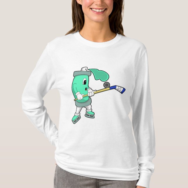 Eisspray bei Eishockey mit Eishockeystick T-Shirt (Vorderseite)