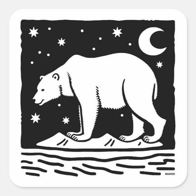 Eissurfpolarbär Quadratischer Aufkleber (Vorderseite)