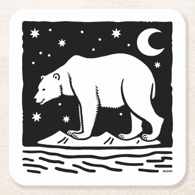Eissurfpolarbär Rechteckiger Pappuntersetzer (Vorderseite)