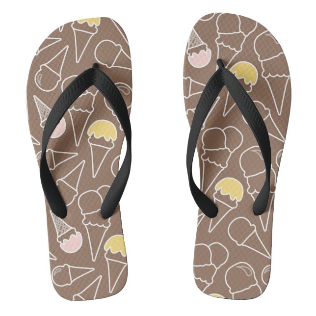 Eistüte-Muster auf Brown Flip Flops (Fußbett)