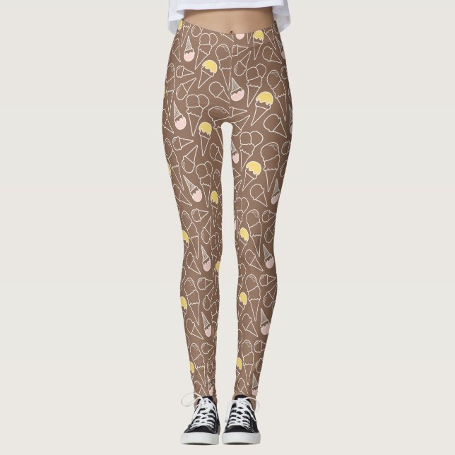 Eistüte-Muster auf Brown Leggings (Vorderseite)
