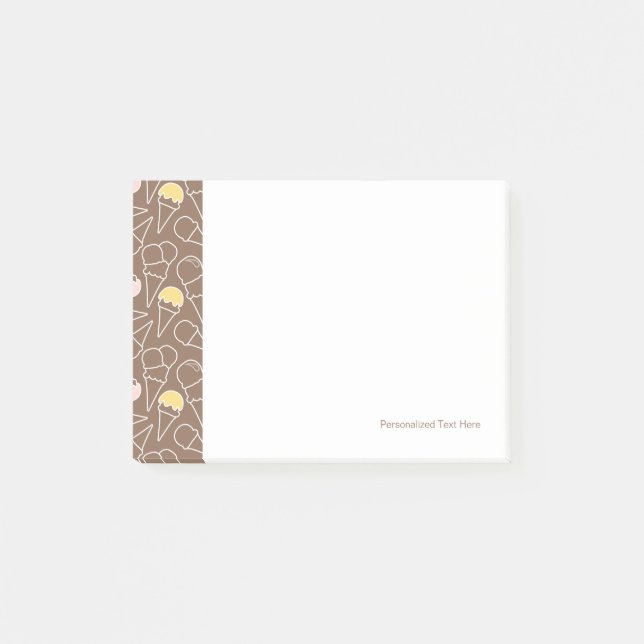 Eistüte-Muster auf Brown Post-it Klebezettel (Vorderseite)