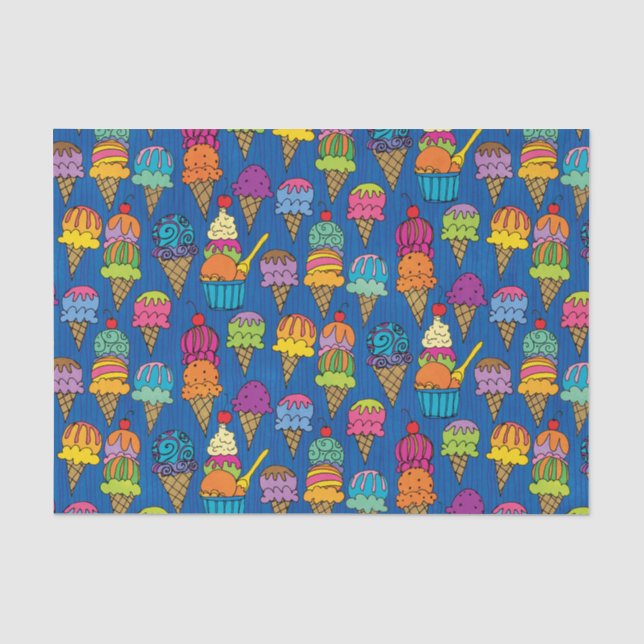 Eistüten auf Blau Seidenpapier (Vorderseite)