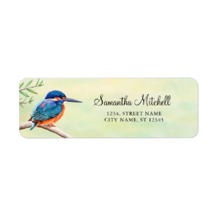 Eisvogel-Aquarell-blauer orange Vogel