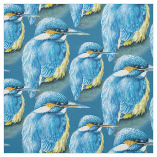 Eisvogel-Aquarellvogelkunst-Blaugewebe Stoff