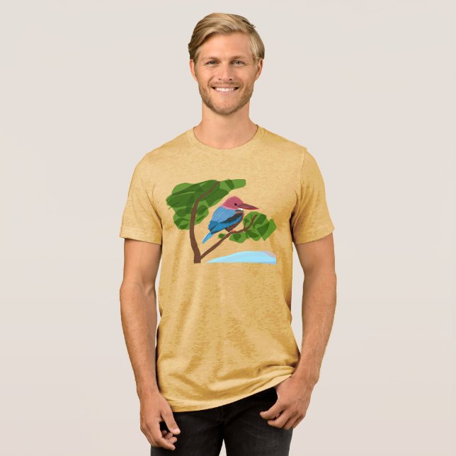 Eisvogel Block T-Shirt Tri-Blend Shirt (Vorderseite voll)