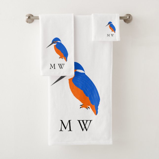 Eisvogel Design Monogramm Badhandtuch Set (Insitu)