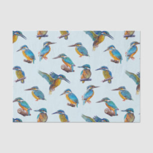 Eisvögel gemalt auf einem hellblauen Hintergrund Seidenpapier