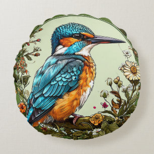 🦜 Eisvogel-Geschenk für die Inneneinrichtung 🌿 Rundes Kissen