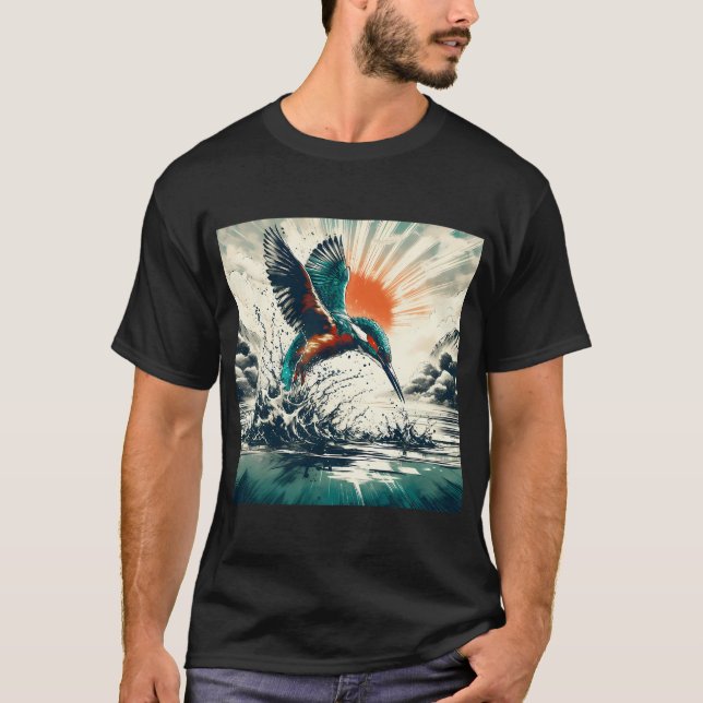 Eisvogel, KI-generierte Kunst T-Shirt (Vorderseite)