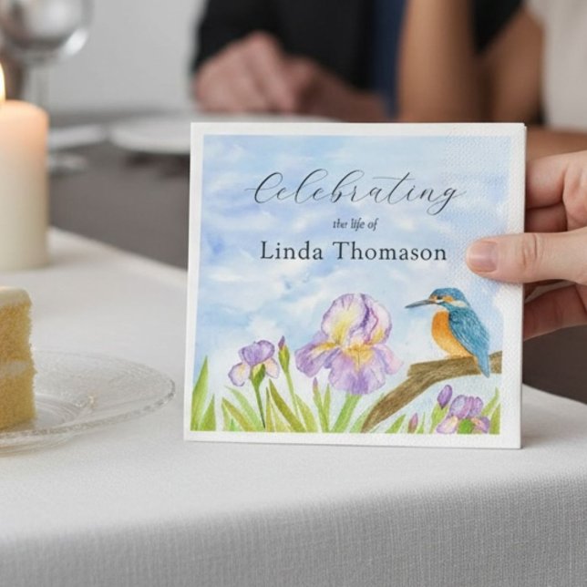 Eisvogel Lila Iris Lebensfeier Serviette (Von Creator hochgeladen)
