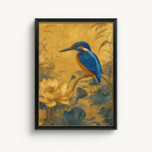 Eisvogel-Lotus-Chinoiserie-Poster
