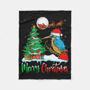 Eisvogel Santa Hut Weihnachtsbaum Frohe Weihnachte Fleecedecke