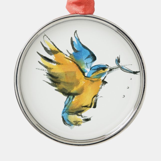 Eisvogel Silbernes Ornament (Vorne)