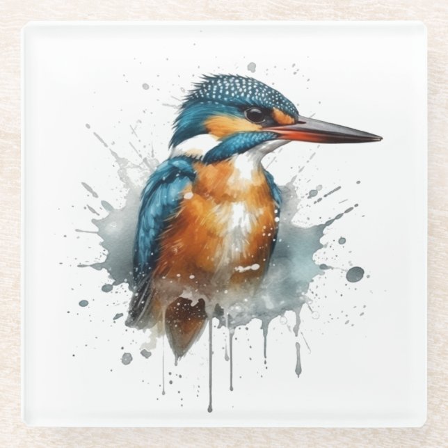 Eisvogel Splash Glasuntersetzer (Vorderseite)