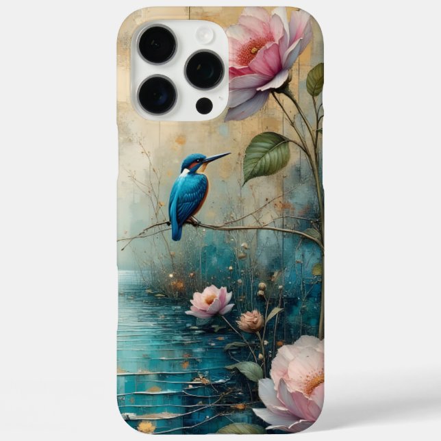 Eisvogel und Rosen iPhone 16 Pro Max Hülle (Rückseite)
