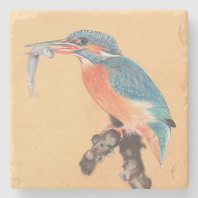 Eisvogel-Unterlage Steinuntersetzer (Vorderseite)