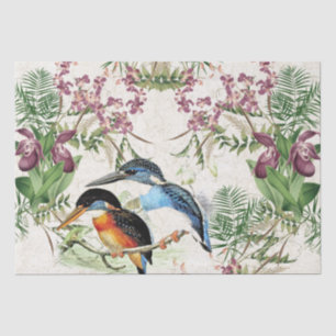 Eisvogel Vögel Orchideen Blumen Palmen Seidenpapie Seidenpapier