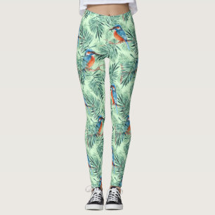 Eisvogel. Vogel und Blätter Leggings