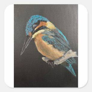 Eisvogel-Vogelfeinkunst-Tasse  Quadratischer Aufkleber
