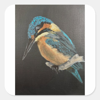 Eisvogel-Vogelfeinkunst-Tasse  Quadratischer Aufkleber