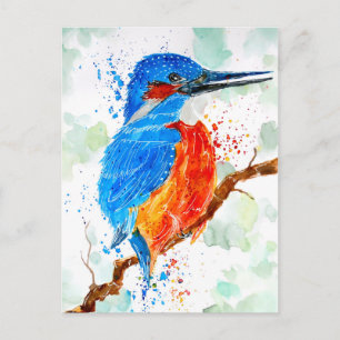 Eisvogel wartet auf Beute Postkarte