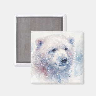 Eiswasserfarben-Magnet mit Eisbär im Winter Magnet